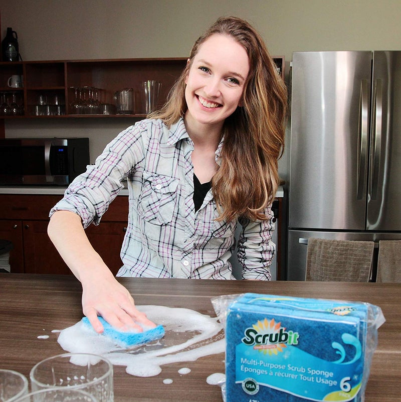 Scrubit Non-Scratch Cleaning Scrub Sponges- Scrubbing Dish Sponge Ideal for Washing Kitchen,Dishes, Bathroom &More â€“ Dishwashing Sponge Along with A Thought Scrubber â€“ 6 sponges - Image 5